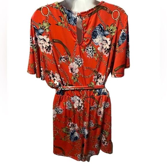 Forever 21 Plus Size 2X Red Floral Wrap-Style Romper – Boho Summer Outfit - Picture 2 of 8